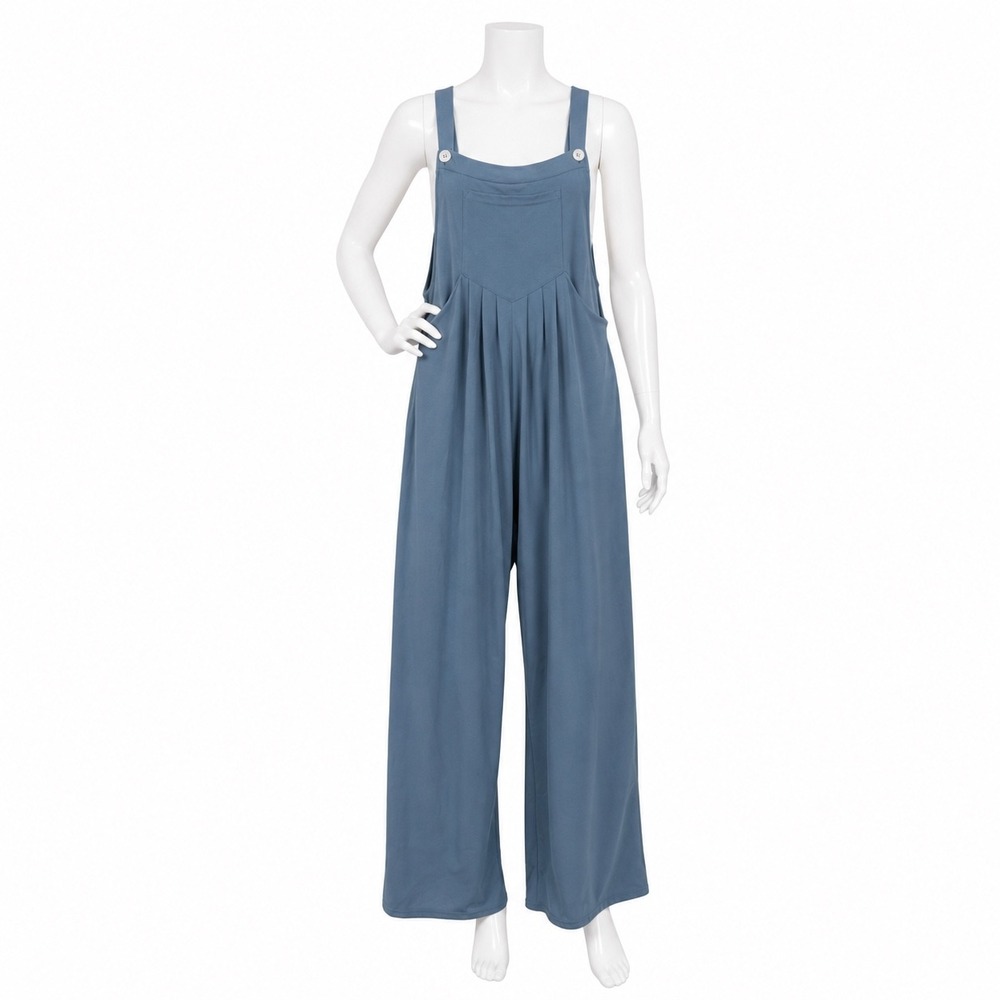 NEW Halara Waffle Casual Wide Leg Overalls Women's Medium Blue Boho